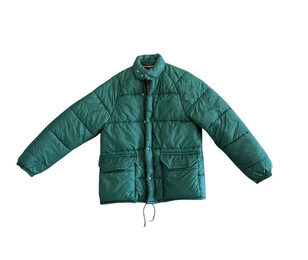 Vintage Columbia Sportswear Co Green Puffer Jacket Mens Medium Snap Zip Coat